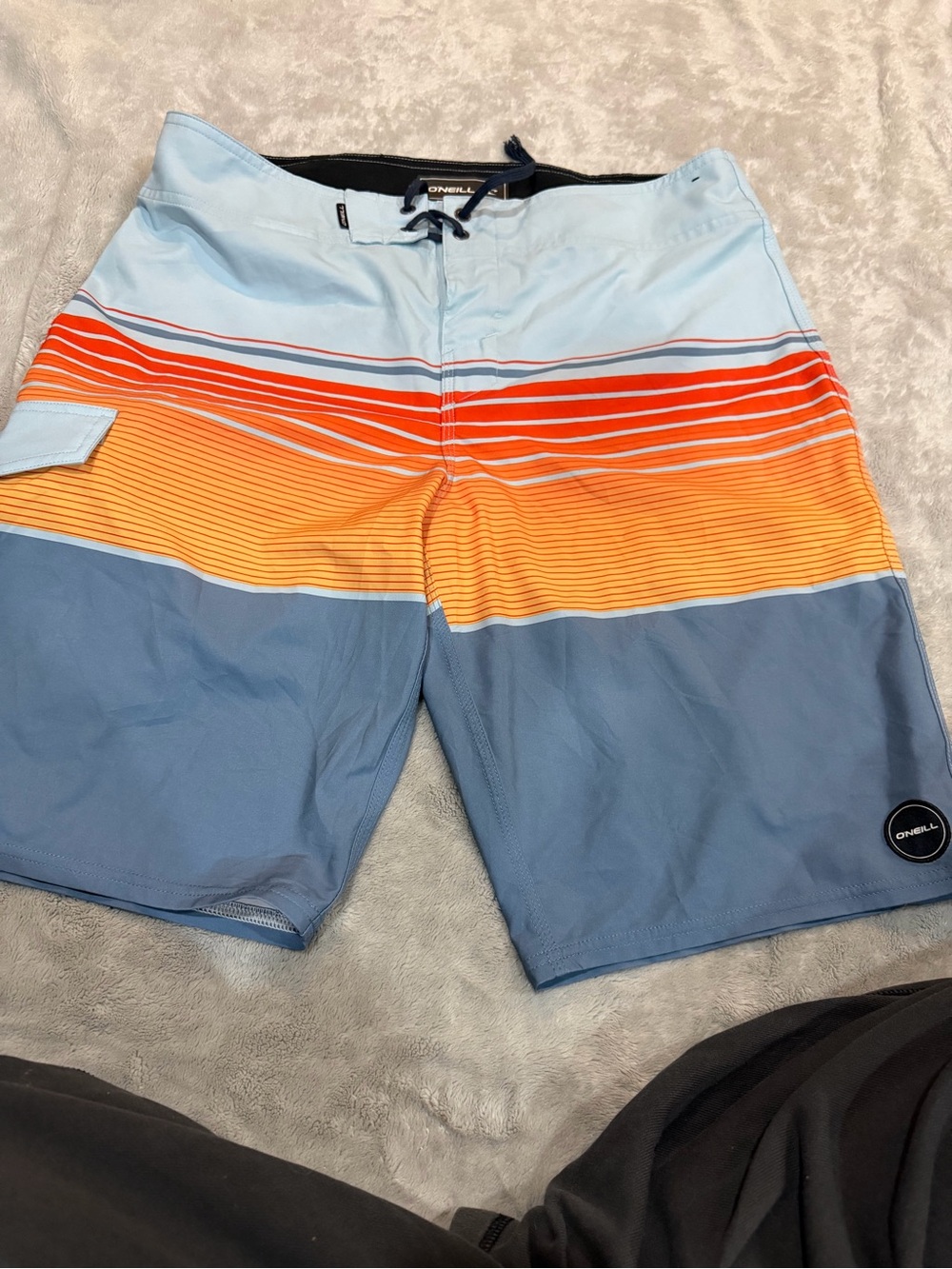 O'Neill Light Blue, Orange & Blue Striped Men's Boardshorts